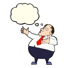 cartoon exasperated middle aged man with thought bubble N5