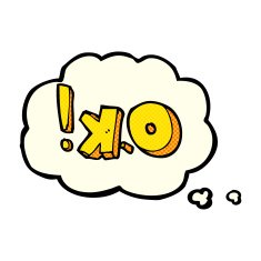 cartoon OK symbol with thought bubble N3