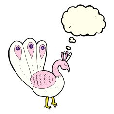 cartoon peacock with thought bubble N5