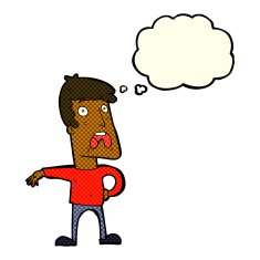cartoon complaining man with thought bubble N5
