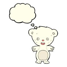cartoon polar bear with thought bubble N29