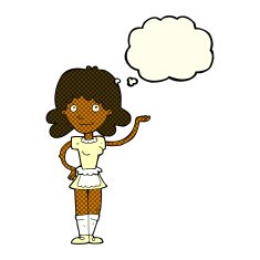 cartoon maid with thought bubble N18