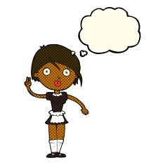 cartoon waitress making hand gesture with thought bubble N5