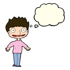cartoon excited boy with thought bubble N67