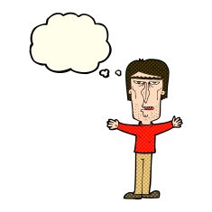 cartoon angry man with thought bubble N42