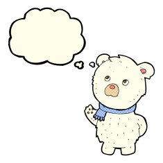 cartoon cute polar bear with thought bubble N35