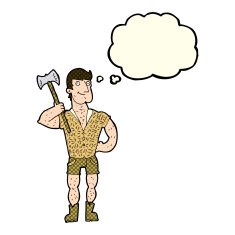 cartoon lumberjack with thought bubble N3