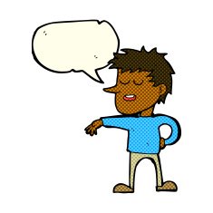 cartoon man making dismissive gesture with thought bubble N9
