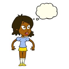 cartoon surprised woman with thought bubble N107