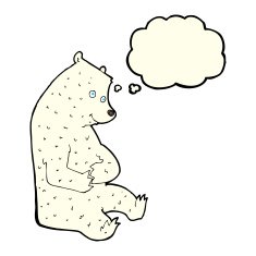 cartoon happy polar bear with thought bubble N5
