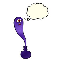 cartoon halloween ghost in bottle with thought bubble N10