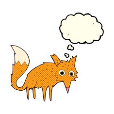 funny cartoon fox with thought bubble N3