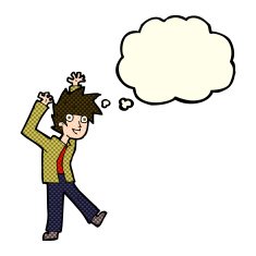 cartoon excited boy with thought bubble N70