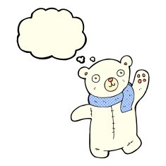 cute cartoon polar teddy bear with thought bubble N5