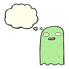 funny cartoon ghost with thought bubble N39