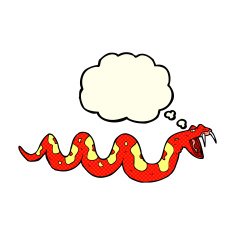 cartoon poisonous snake with thought bubble