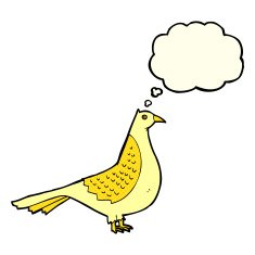 cartoon bird with thought bubble N117