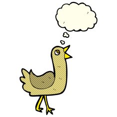 cartoon bird with thought bubble N118