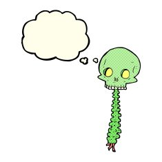 spooky cartoon sull and spine with thought bubble N5