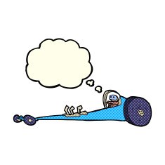 cartoon drag racer with thought bubble N4