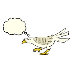 cartoon bird with thought bubble N119
