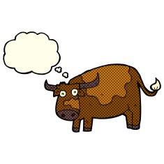 cartoon cow with thought bubble N18