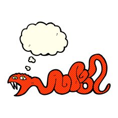 cartoon snake with thought bubble N24