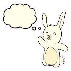 cartoon happy rabbit with thought bubble N5