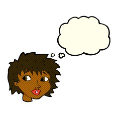cartoon surprised woman with thought bubble N111