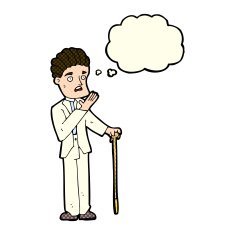 cartoon shocked gentleman with thought bubble N5