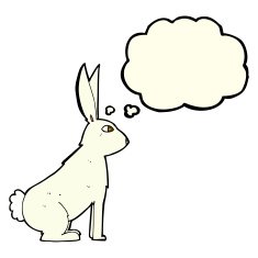 cartoon rabbit with thought bubble N42