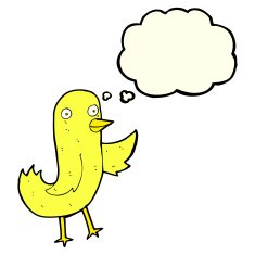 funny cartoon bird with thought bubble N57