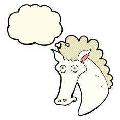 cartoon horse head with thought bubble N5