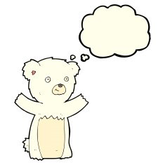cartoon polar bear cub with thought bubble N37