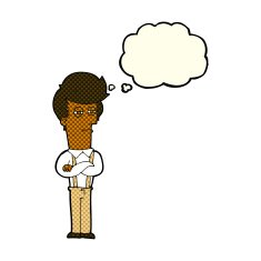 cartoon annoyed man with thought bubble N38