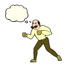 cartoon retro boxer man with thought bubble N5