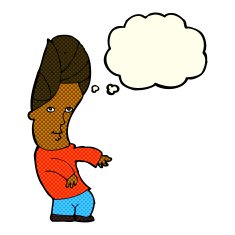 cartoon man with no worries thought bubble N5