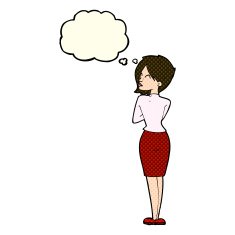 cartoon businesswoman ignoring with thought bubble N5