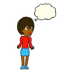 Cartoon Annoyed Woman With Thought Bubble N83
