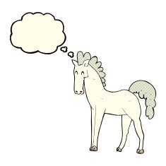 cartoon horse with thought bubble N14
