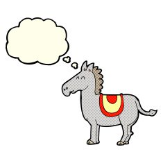 cartoon donkey with thought bubble N5
