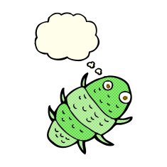 cartoon bug with thought bubble N17