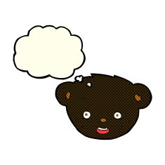 cartoon black bear face with thought bubble N13