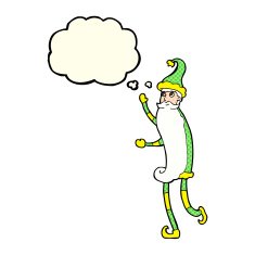 cartoon skinny santa with thought bubble N5