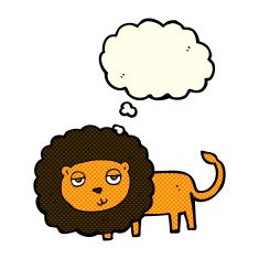 cartoon lion with thought bubble N9