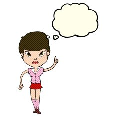 cartoon woman with idea thought bubble N118