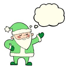 cartoon santa claus with thought bubble N88