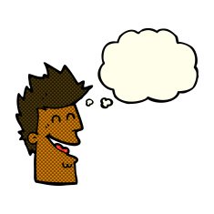 cartoon happy man with thought bubble N216