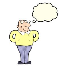 cartoon worried man with thought bubble N45