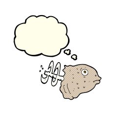 cartoon fish head with thought bubble N3